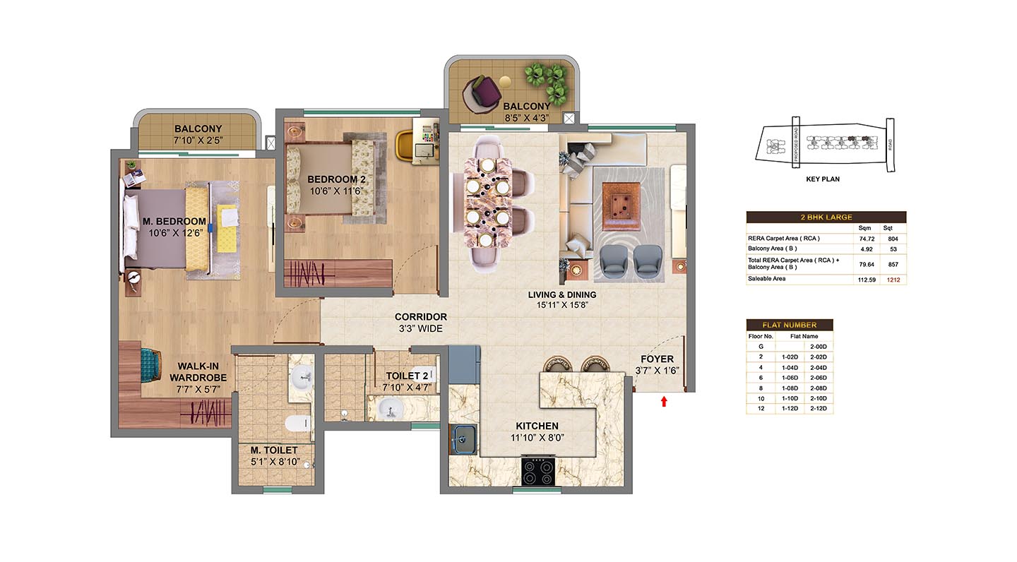 2 bhk luxury floor plans